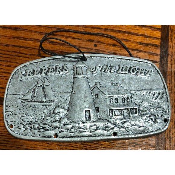 Keepers of the Light Metal Plaque Lighthouse Sailboat Nautical Design Ornament - Picture 2 of 7